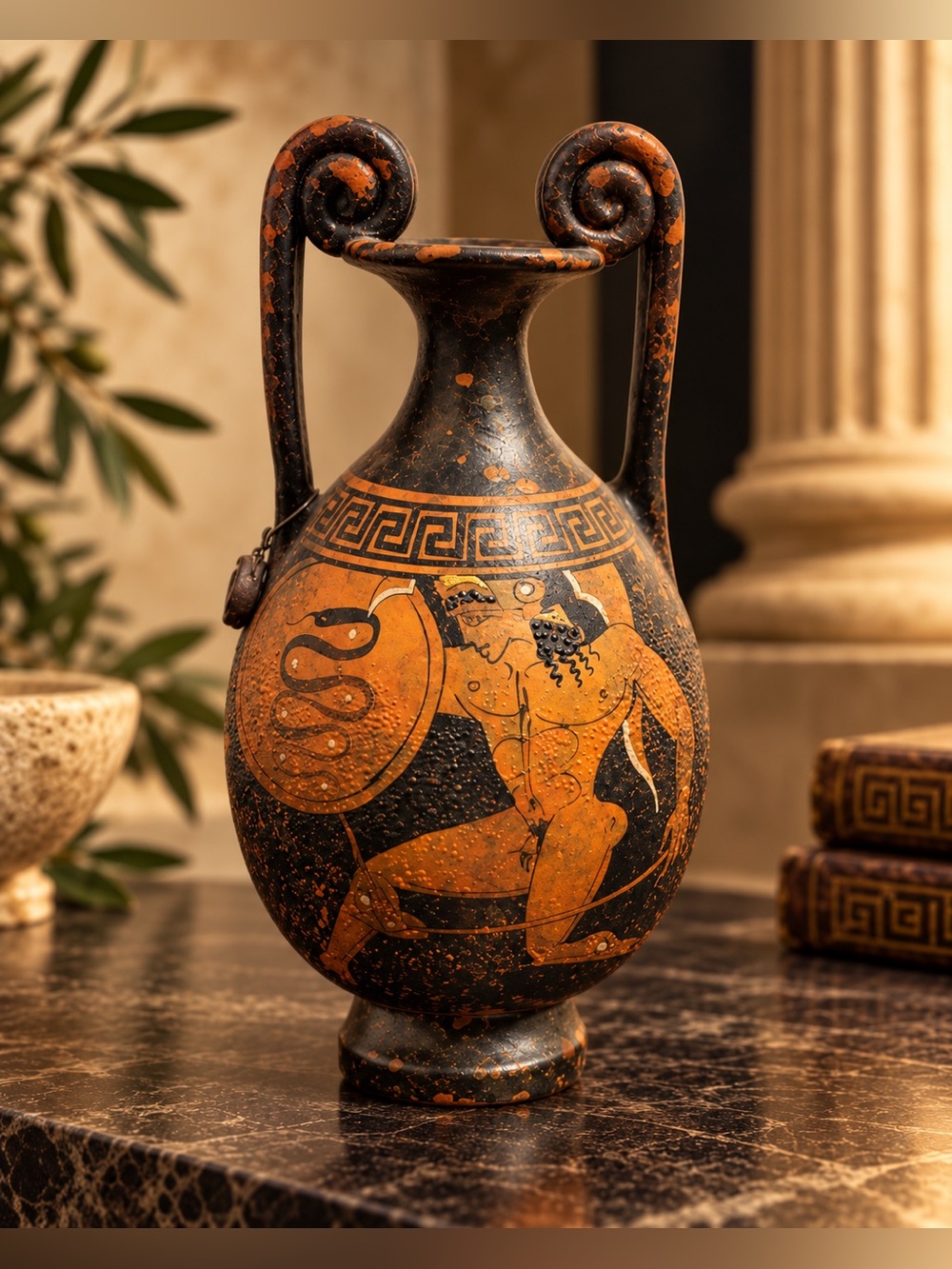Vintage P. Vaglis Hand-Painted Greek Attic Amphora 460 BC Replica Classical Art